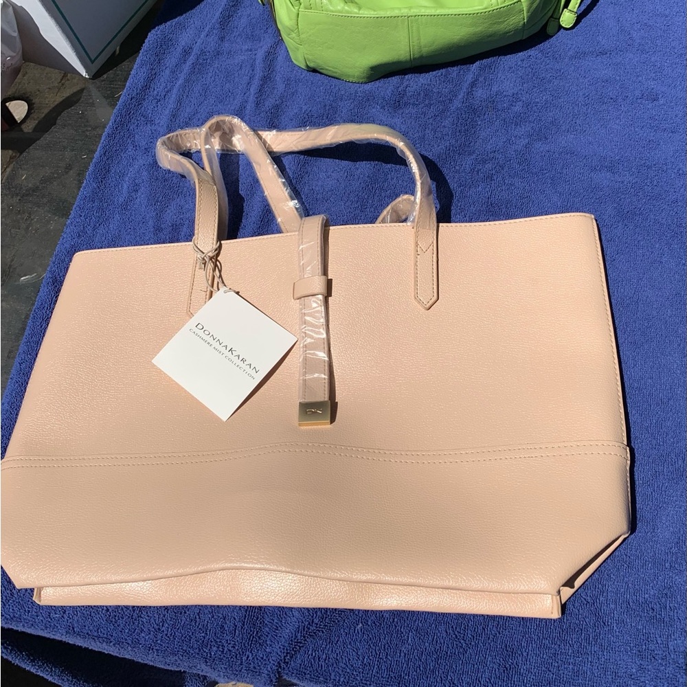 Donna Karan beige tote bag leather